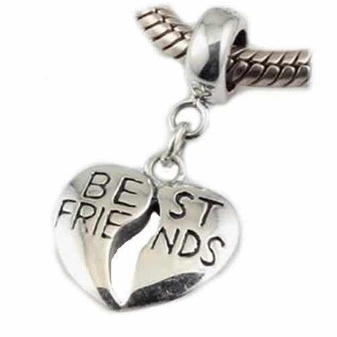 Best Friends Heart Bead Compatible for Most European Snake Chain BraceletFor snake charm Bracelet - Sexy Sparkles Fashion Jewelry - 2