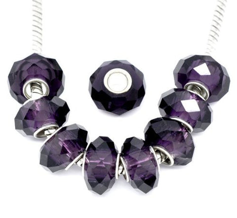10 Faceted Murano Glass Charm European Bead Compatible for Most European Snake Chain Bracelet (Amethyst Purple) - Sexy Sparkles Fashion Jewelry - 2