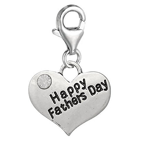 Happy Fathers Day Heart Clip on Pendant for European Charm Jewelry w/ Lobster Clasp - Sexy Sparkles Fashion Jewelry