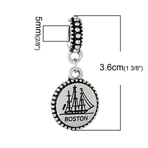 State Charm Bead Spacer (Boston)Spacer Bead for European Snake Chain Charm Bracelet - Sexy Sparkles Fashion Jewelry - 3