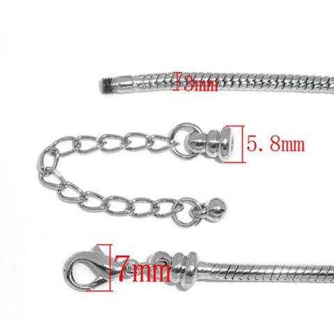 Childrens Kids Bracelet Fits 6- 8 Snake ChainStarter Master Lobster Clasp for European Beads - Sexy Sparkles Fashion Jewelry - 2