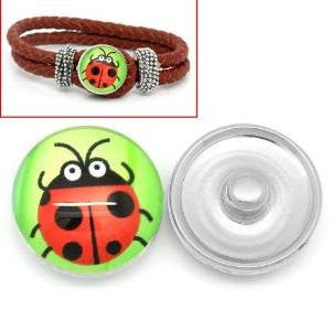 Ladybird Design Glass Chunk Charm Button Fits Chunk Bracelet - Sexy Sparkles Fashion Jewelry - 4