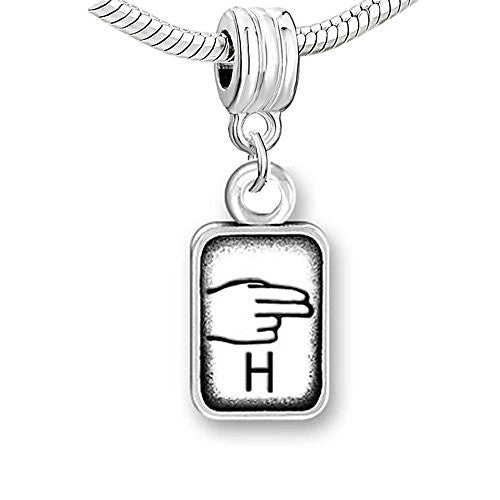 Sign Lauguage Charms Alphabet Letter European Bead Compatible for Most European Snake Chain Bracelet (H) - Sexy Sparkles Fashion Jewelry