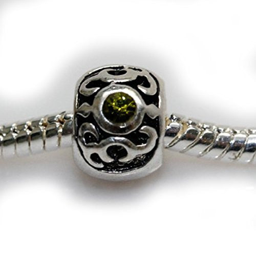 Green Rhinestone Crystals European Bead Compatible for Most European Snake Chain Bracelet