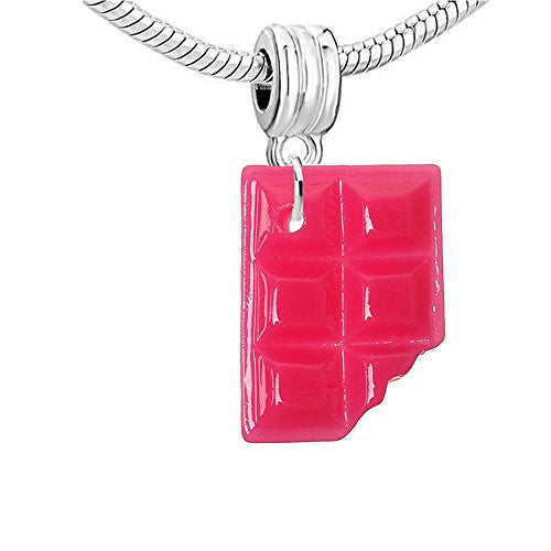 Sweet Chocolate Candy Bar Bead Compatible for Most European Snake Chain Bracelet(Dark Pink)
