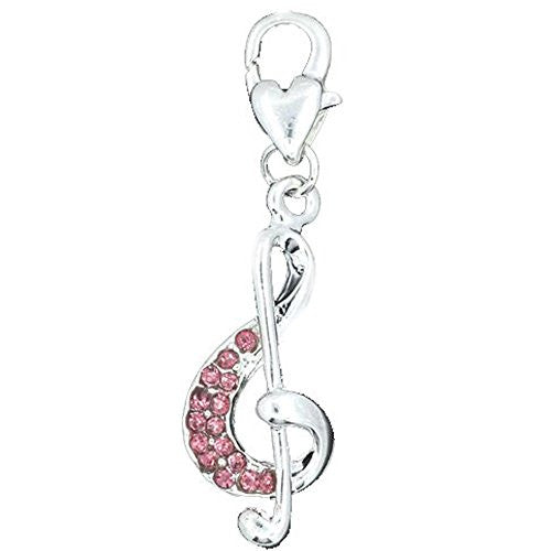 Pink Music Note Charm for European Jewelry w/ Lobster Clasp - Sexy Sparkles Fashion Jewelry - 1
