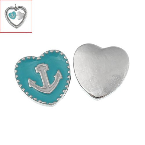 Heart with Anchor Floating Charm For Glass Living Memory Lockets - Sexy Sparkles Fashion Jewelry - 3