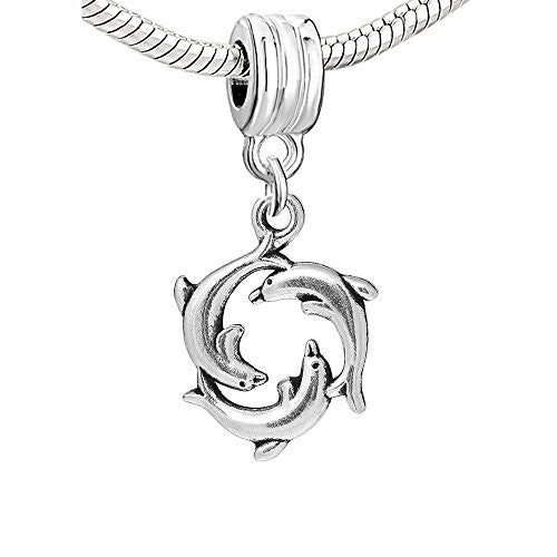 Round Sea Dolphin Dangle Charm European Bead Compatible for Most European Snake Chain Bracelet - Sexy Sparkles Fashion Jewelry