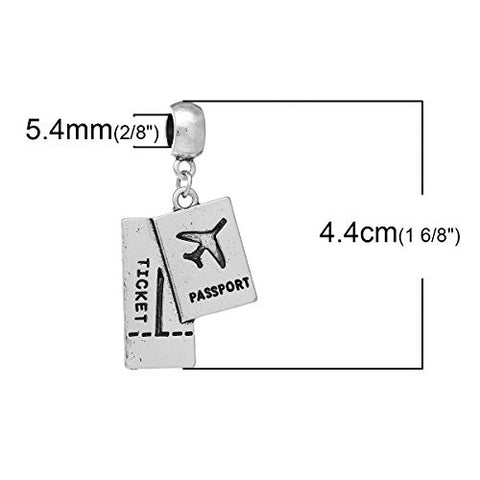 Vacation Passport Dangle Charm European Bead Compatible for Most European Snake Chain Bracelet - Sexy Sparkles Fashion Jewelry - 3