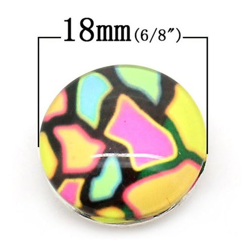 Mosaic Design Glass Chunk Charm Button Fits Chunk Bracelet 18mm - Sexy Sparkles Fashion Jewelry - 2