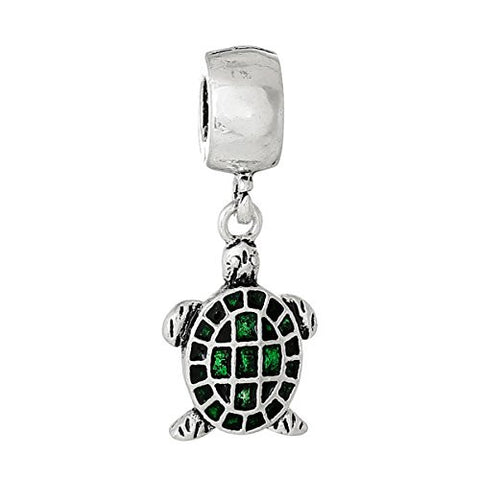 Turtle with Enamel Green Crystals Bead Compatible for Most European Snake Chain Bracelet - Sexy Sparkles Fashion Jewelry - 1