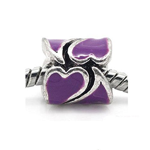 Mothers Day Jewelry Heart Pattern With Purple Rhinestones for snake chain charm Bracelet - Sexy Sparkles Fashion Jewelry