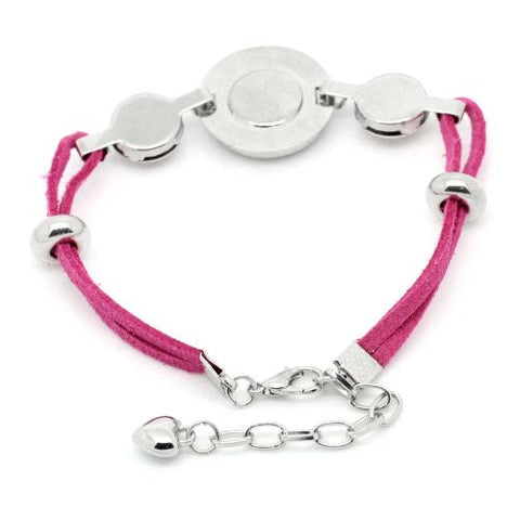 Fushia Velvet Chunk Lobster Clasp Bracelet & Extender Chain Fits Snaps Chunk Button - Sexy Sparkles Fashion Jewelry - 3
