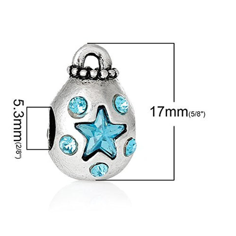 Money Bag With Blue Crystals Charm Bead Spacer for European Snake Chain Charm Bracelets - Sexy Sparkles Fashion Jewelry - 3