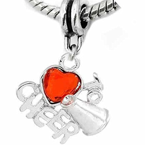 Love to Cheer w/ Red Heart European Bead Compatible for Most European Snake Chain Bracelet - Sexy Sparkles Fashion Jewelry - 1