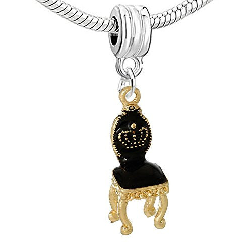 Black Crown Princess Royal Chair for Snake Chain Charm Bracelets