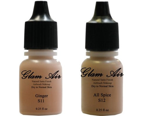Glam Air Airbrush Water-based Foundation in Set of Two (2) Assorted Tan Satin Shades S11-S12 0.25oz