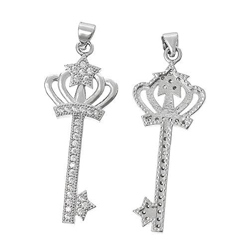 Princess Crown Key Charm Pendant For Necklace - Sexy Sparkles Fashion Jewelry - 1