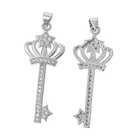 Princess Crown Key Charm Pendant For Necklace - Sexy Sparkles Fashion Jewelry - 1