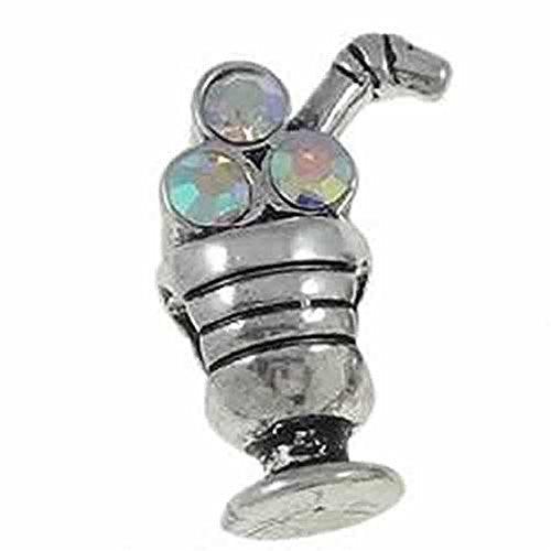 Clear Irredscent Cocktail Cup with Crystals Charm Bead for Snake Chain Bracelet - Sexy Sparkles Fashion Jewelry - 1