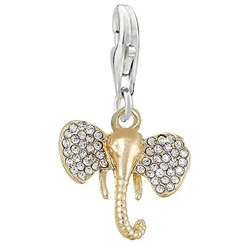 Elephant Face Clip on Pendant Charm for Bracelet or Necklace - Sexy Sparkles Fashion Jewelry