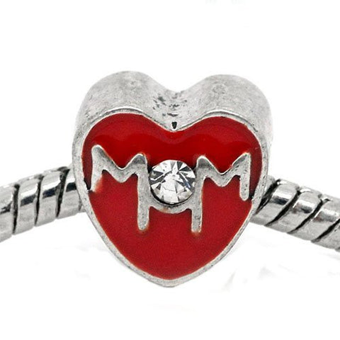 Mother Day Mom Red Heart European Bead Compatible for Most European Snake Chain Bracelet - Sexy Sparkles Fashion Jewelry - 4
