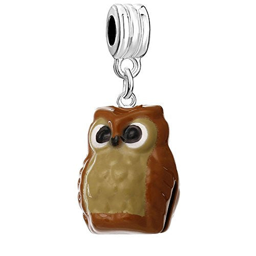 Christmas Ornament Owl Bell Bead Compatible for Most European Snake Chain Bracelet