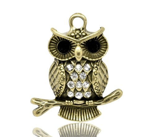 Rhinestone Owl Pendant for Necklace
