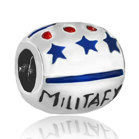Military Wife Patriotic Charm European Bead Compatible for Most European Snake Chain Bracelet - Sexy Sparkles Fashion Jewelry - 2