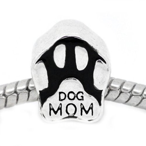 Design Dog Mom Paw European Bead Compatible for Most European Snake Chain Charm Bracelet