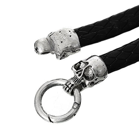 Black Skill Snake Style Fashion Bracelet with Snake Clasp 22cm X1.5cm(8 5/8 X 5/8) - Sexy Sparkles Fashion Jewelry - 3
