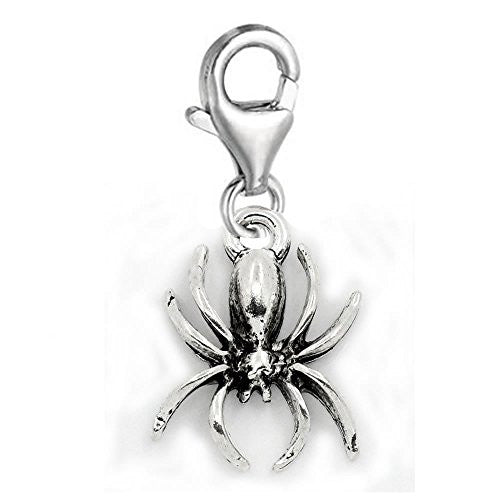 Halloween Spider Clip On Charm Pendant for European Charm Jewelry w/ Lobster Clasp