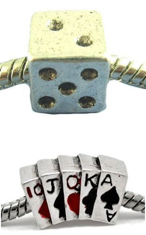 Cube Dice and Poker Card Charm Beads for Snake Chain Bracelet - Sexy Sparkles Fashion Jewelry - 2