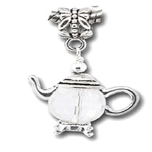 3D Silver Tone Teapot Charm Beads for Snake Chain Bracelet (In Assorted s to Choose From)