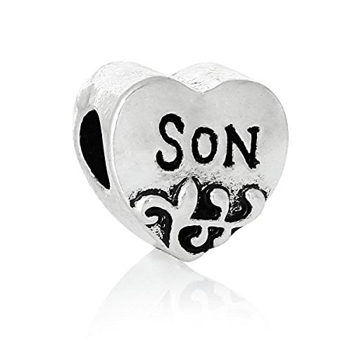 Family Heart Bead Compatible for Most European Snake Chain Bracelet (Son)