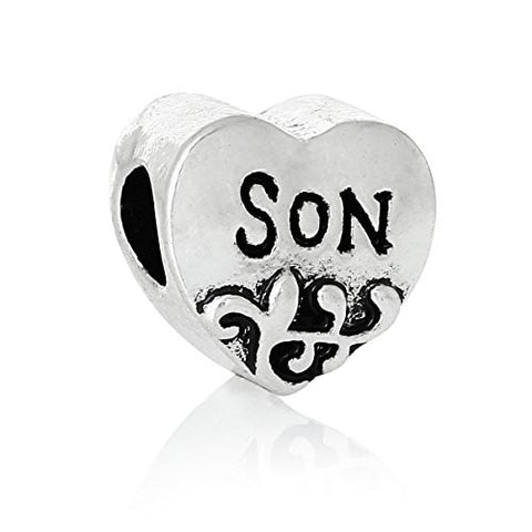 Family Heart Bead Compatible for Most European Snake Chain Bracelet (Son) - Sexy Sparkles Fashion Jewelry - 1