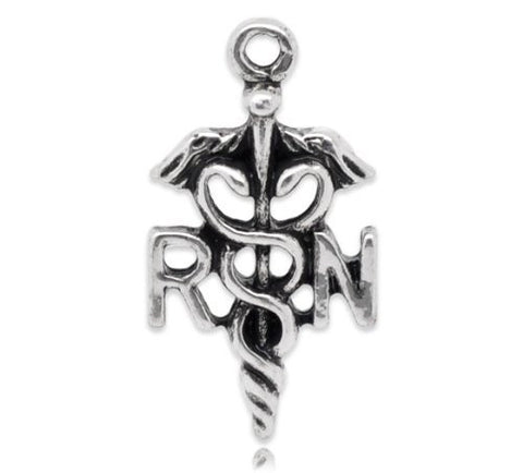 RN Caduceus Charm Pendant for Necklace - Sexy Sparkles Fashion Jewelry - 4