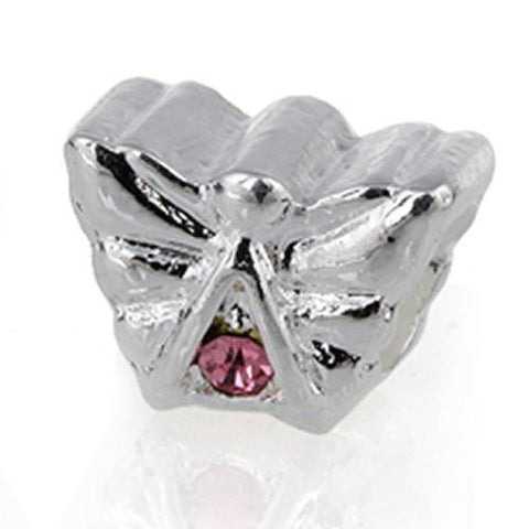 Angle with Pink  Crystals European Bead Compatible for Most European Snake Chain Charm Bracelet - Sexy Sparkles Fashion Jewelry - 3