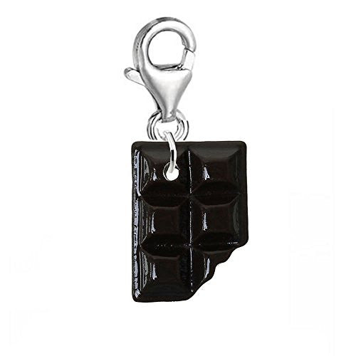 Sweet Chocolate Candy Bar Clip On Charm Pendant w/ Lobster Clasp (Dark Chocolate)