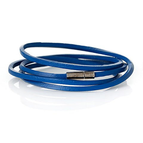 Cowhide Leather Bracelet BLue Cord End Clasp 79cm(31 1/8") - Sexy Sparkles Fashion Jewelry - 1