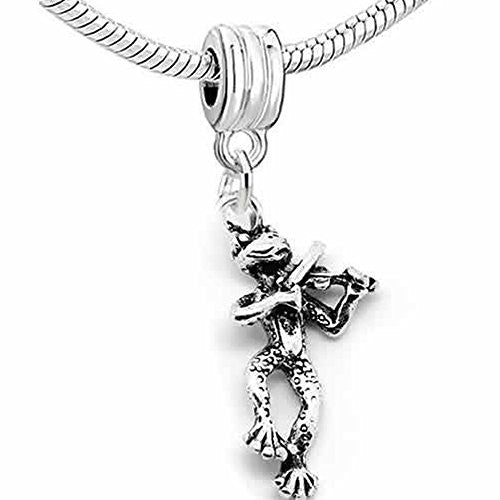 Frog Playing Violin Dangle Charm European Bead Compatible for Most European Snake Chain Bracelet - Sexy Sparkles Fashion Jewelry - 1