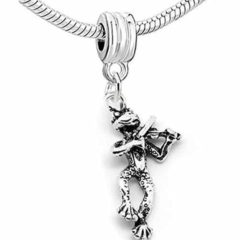 Frog Playing Violin Dangle Charm European Bead Compatible for Most European Snake Chain Bracelet - Sexy Sparkles Fashion Jewelry - 1