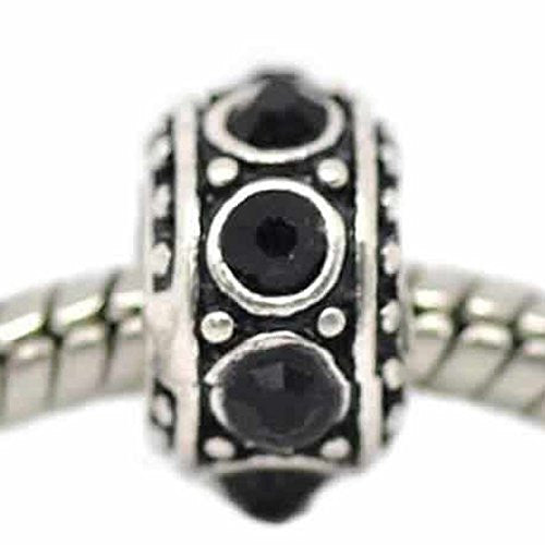 Black Crystals Spacer Bead Charm for Snake Chain Bracelet
