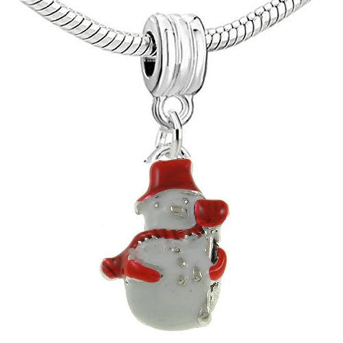 Christmas Snow Man Dangle Charm European Bead Compatible for Most European Snake Chain Bracelet