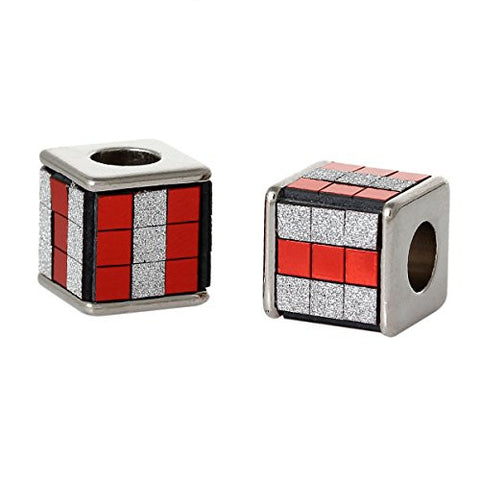 Red/White Cube Grid Pattern Charm Spacer Bead - Sexy Sparkles Fashion Jewelry - 2