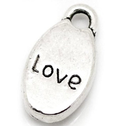 Beautiful Silver Tone Love Charm Pendant for Necklace or Bracelet - Sexy Sparkles Fashion Jewelry - 1