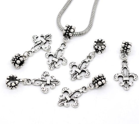 Fleur-De-Lis Charm European Bead Compatible for Most European Snake Chain Bracelet - Sexy Sparkles Fashion Jewelry - 2