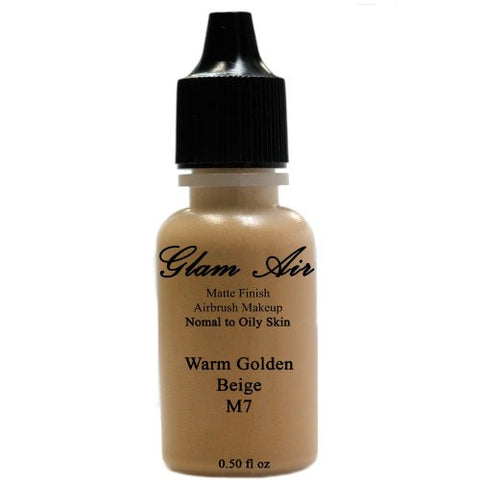 Large Bottle Airbrush Makeup Foundation Matte Finish M7 Warm Golden Beige Water-based Makeup Lasting All Day 0.50 Oz Bottle By Glam Air - Sexy Sparkles Fashion Jewelry - 1