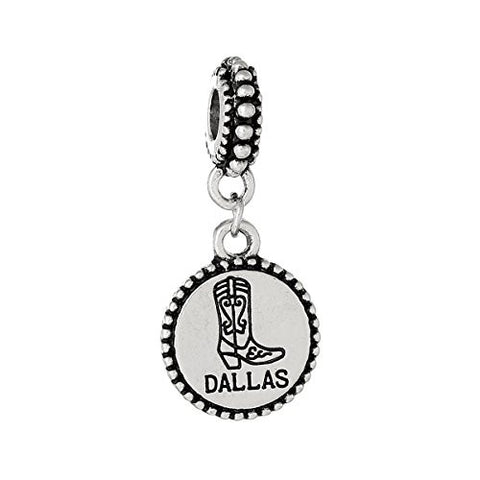 State Charm Bead Spacer (Dallas)Spacer Bead for European Snake Chain Charm Bracelet - Sexy Sparkles Fashion Jewelry - 1