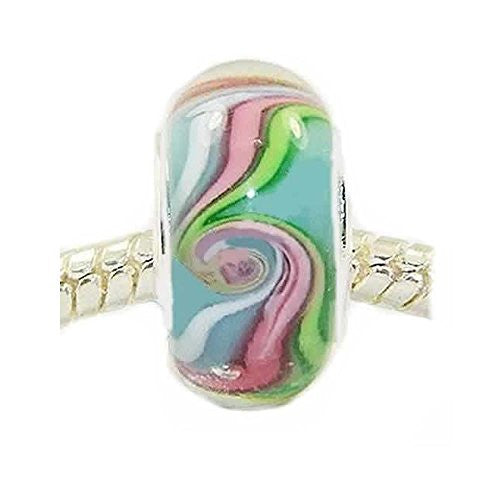 Troll Style Exquisite Limited Edition Swirls in Murano Glass Charm European Bead Compatible for Most European Snake Chain Bracelet